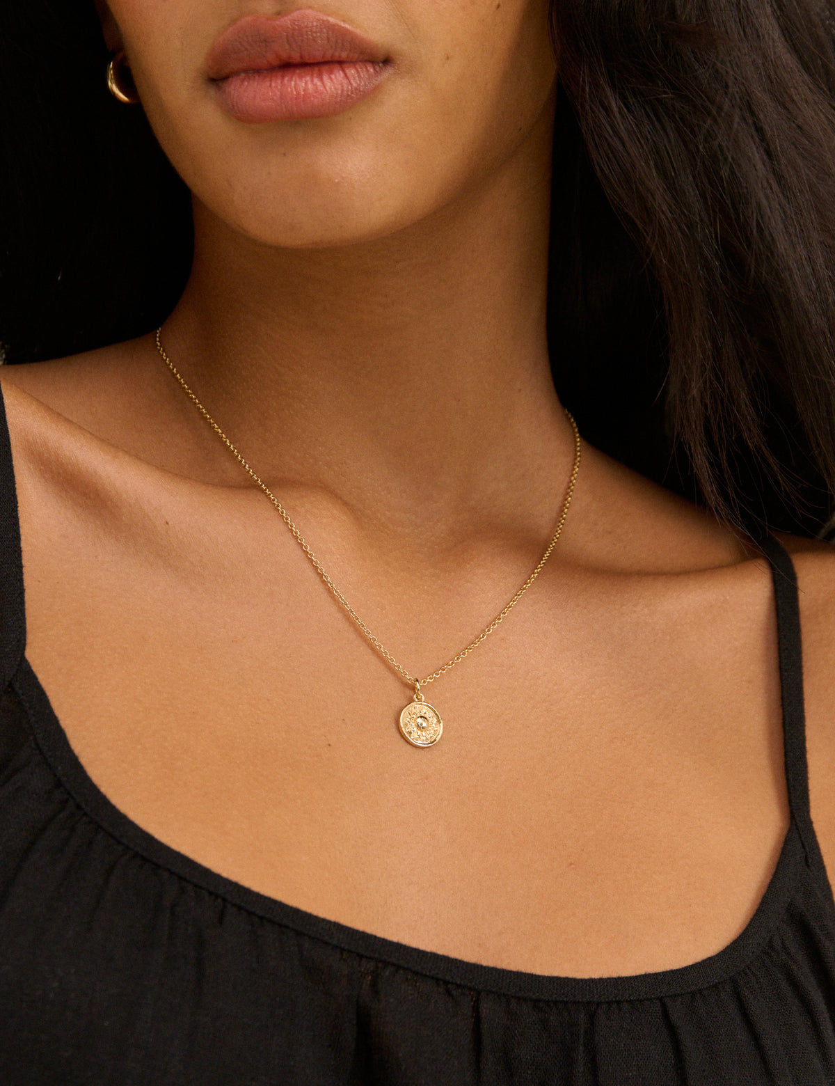 Gold Plated Circular Pendent Necklace