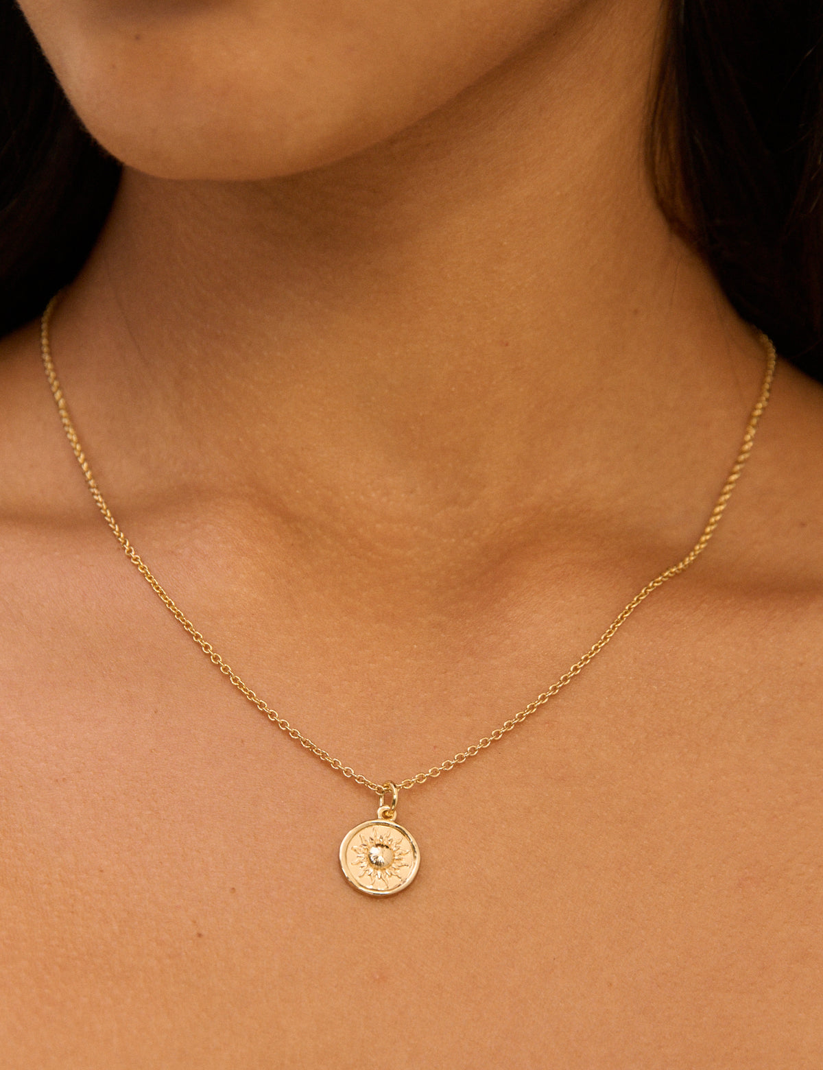 Gold Plated Circular Pendent Necklace