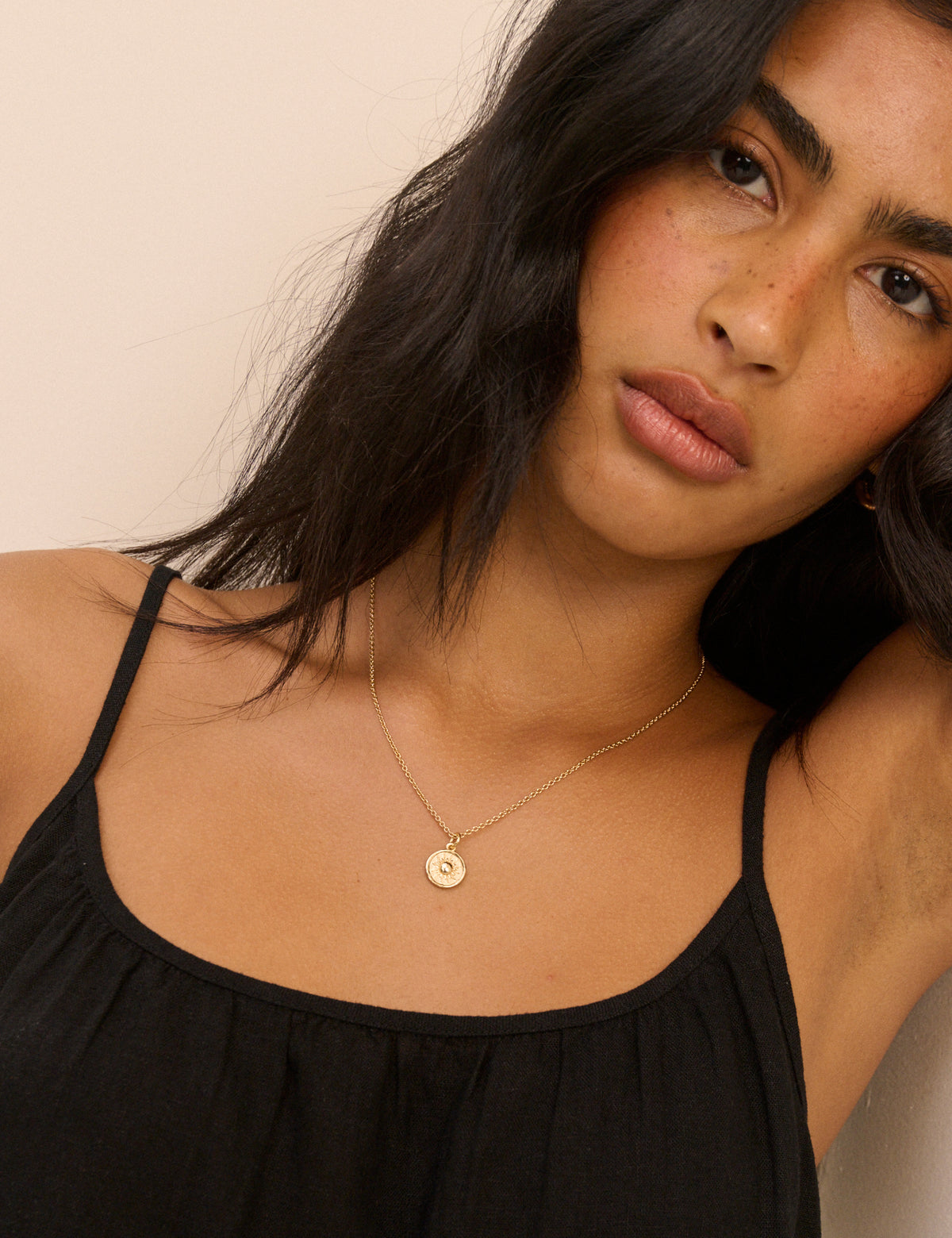 Gold Plated Circular Pendent Necklace