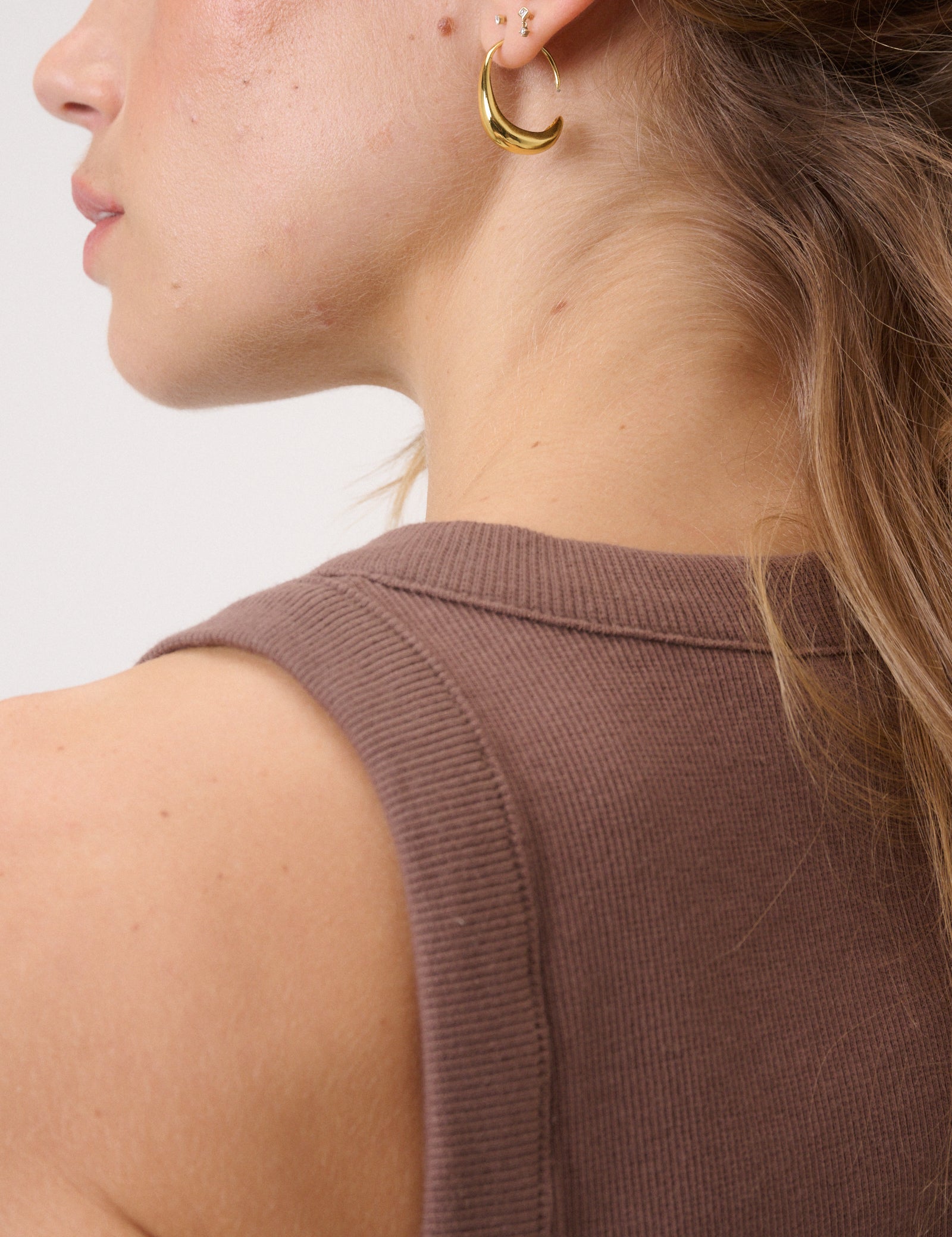 Light Brown Ribbed Racer Vest