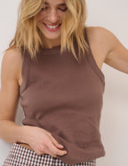 Light Brown Ribbed Racer Vest