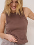 Light Brown Ribbed Racer Vest