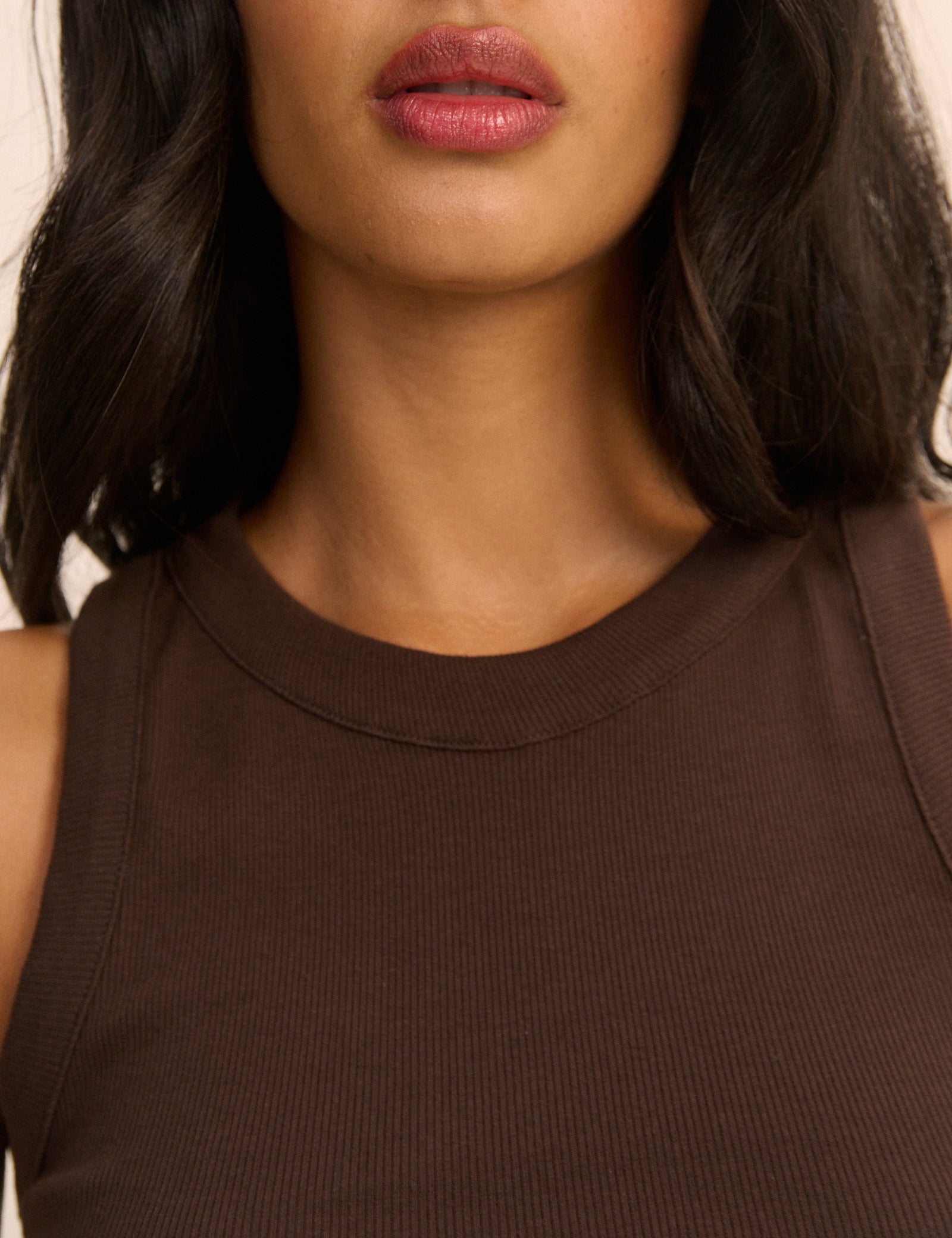 Brown Ribbed Racer Vest
