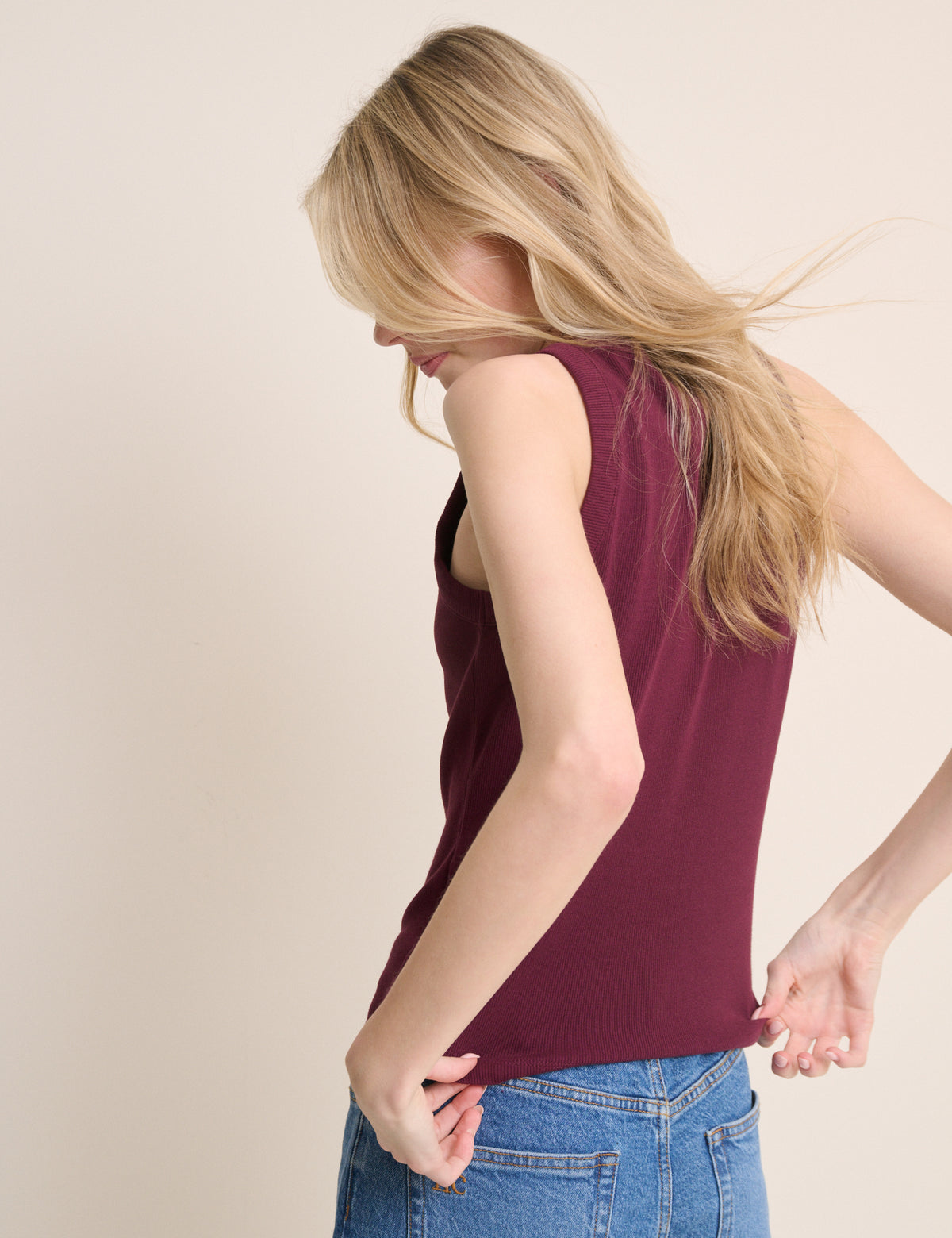 Burgundy Ribbed Racer Vest