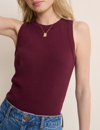 Burgundy Ribbed Racer Vest
