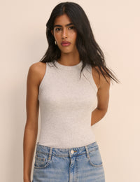 Grey Ribbed Racer Vest