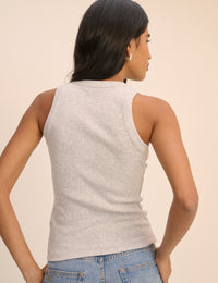 Grey Ribbed Racer Vest