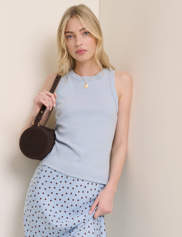 Baby Blue Ribbed Racer Vest