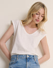 White Turn Up Sleeve Jersey Top