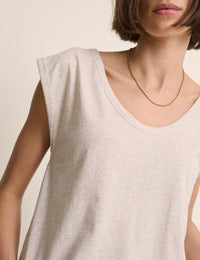 Beige Turn Up Sleeve Jersey Top