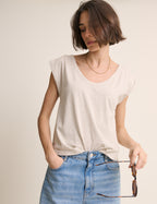 Oatmeal Turn Up Sleeve Jersey Top