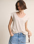 Oatmeal Turn Up Sleeve Jersey Top