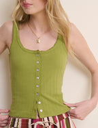 Green Pointelle Button Through Vest