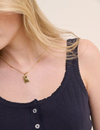 Navy Pointelle Button Through Vest