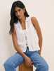 White Crochet Tie Front Top