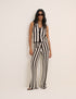 Brown And Cream Crochet Striped Trousers