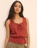 Red Lace Trim Prairie Blouse