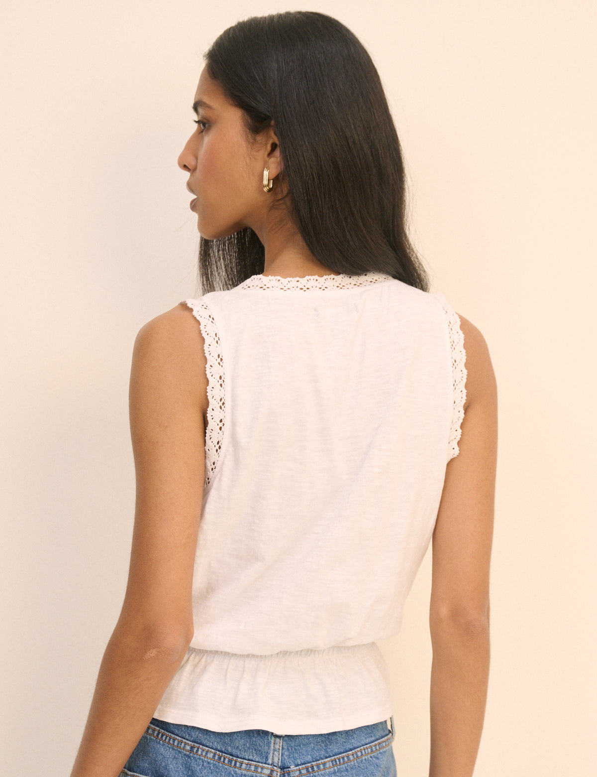 White Lace Trim Prairie Blouse