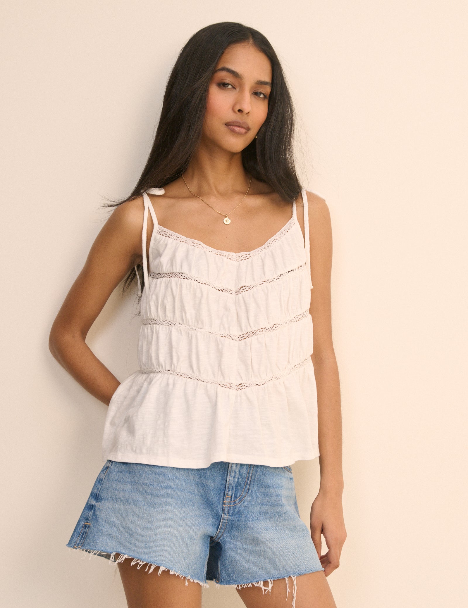 White Tiered Jersey Cami Top