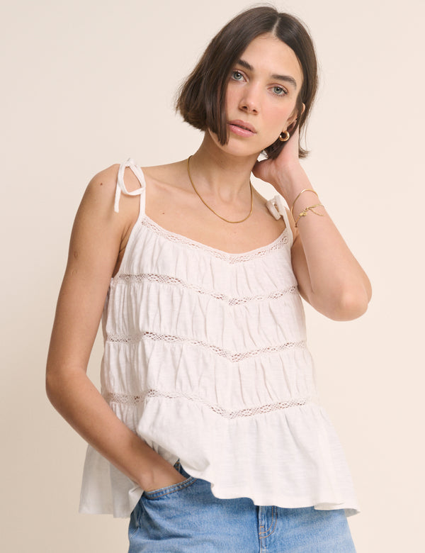White Tiered Jersey Cami Top