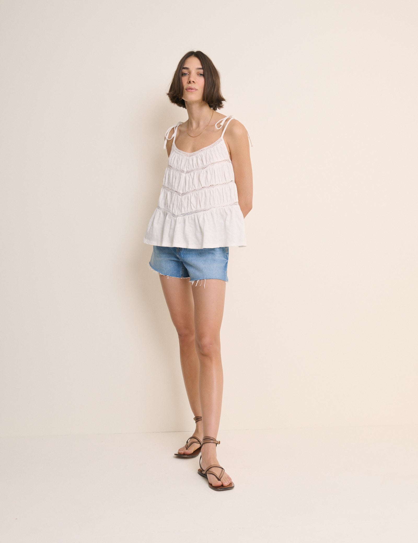 White Tiered Jersey Cami Top