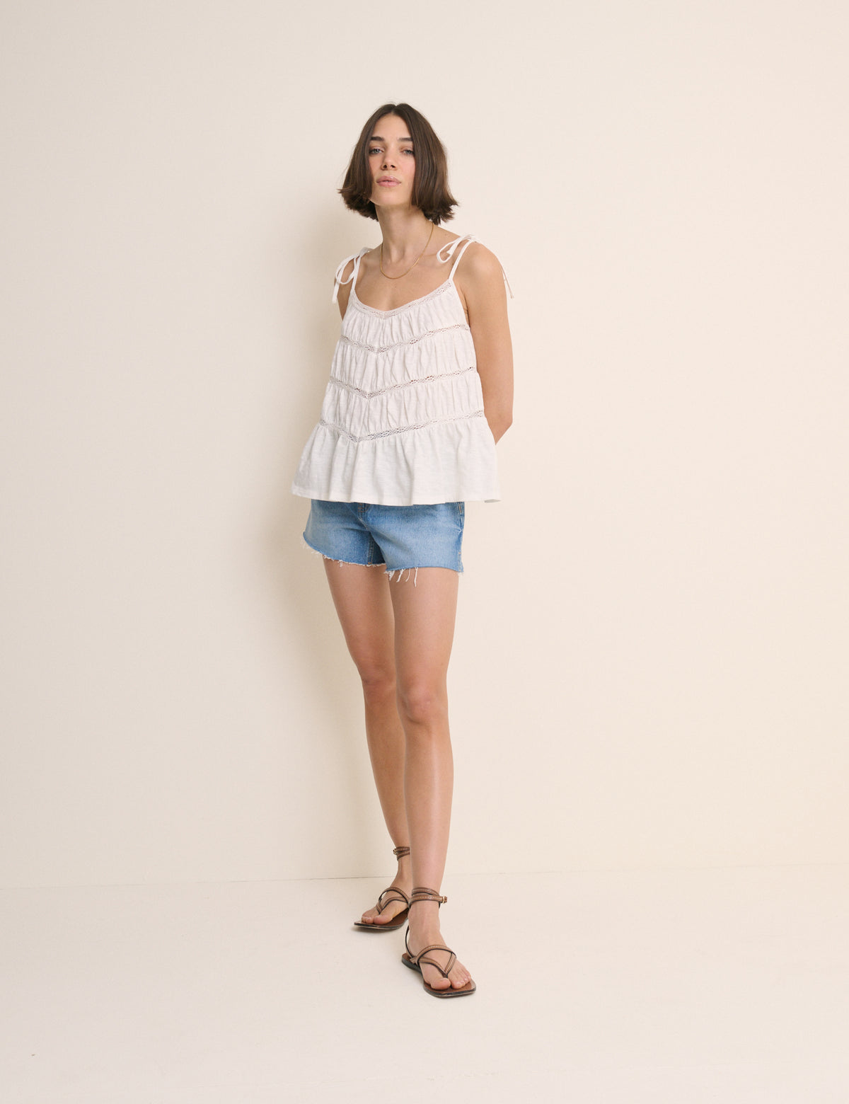 White Tiered Jersey Cami Top