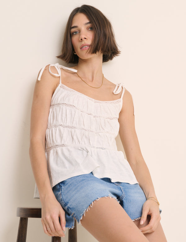White Tiered Jersey Cami Top