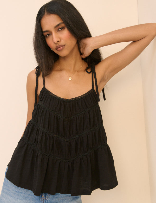 Black Tiered Jersey Cami Top