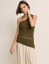 Green One Shoulder Crochet Top