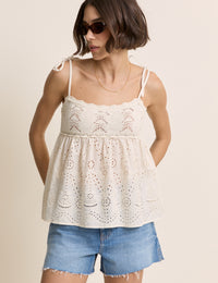 White Crochet Broderie Anglaise Cami Top