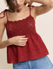 Red Crochet Broderie Anglaise Cami Top