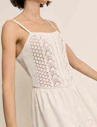White Crochet Broderie Anglaise Mini Dress