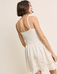 White Crochet Broderie Anglaise Mini Dress