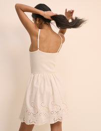 White Crochet Broderie Anglaise Mini Dress