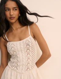 White Crochet Broderie Anglaise Mini Dress