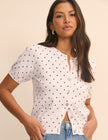 White Polka Dot Short Sleeve Cardigan
