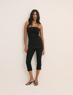 Black Jersey Ponte Longline Bandeau Top