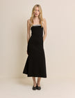 Black Crochet Trim Midi Dress