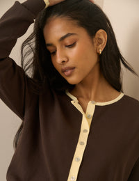 Brown and Yellow Slim Fit Cardigan
