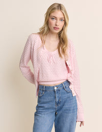 Baby Pink Pointelle Cami with Neck Tie