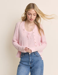 Baby Pink Pointelle Cami with Neck Tie