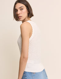 White Pointelle Cami with Neck Tie