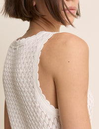 White Pointelle Cami with Neck Tie