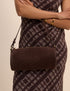 Chocolate Brown Suede Barrel Bag