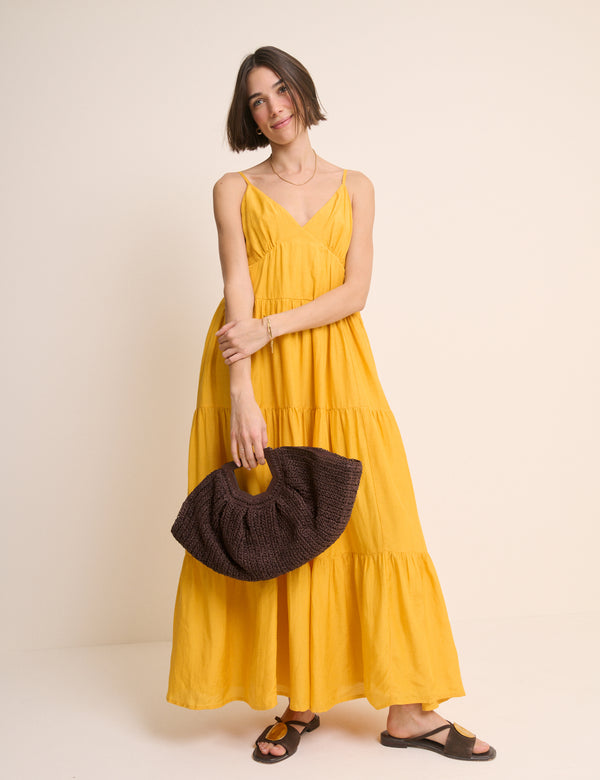 Brown Raffia Clutch Bag