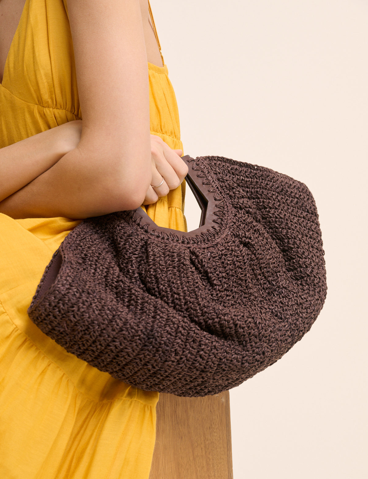 Brown Raffia Clutch Bag