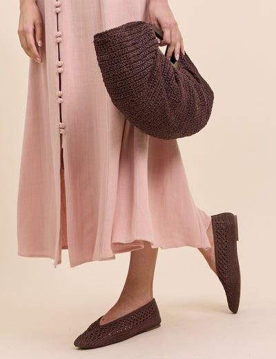 Brown Raffia Ballet flats