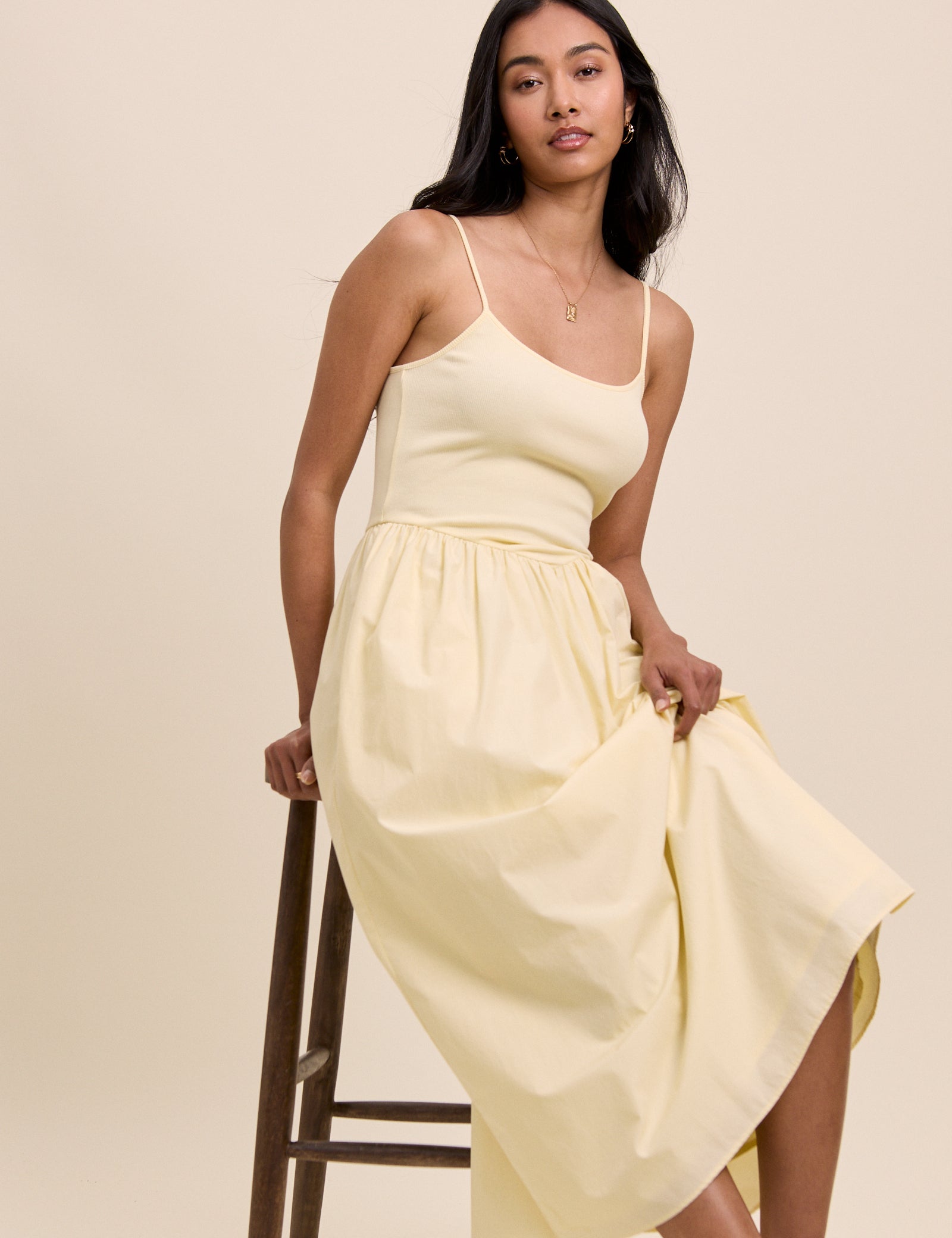 pastel yellow midi dress Butter Yellow Madelyn Midi Dress