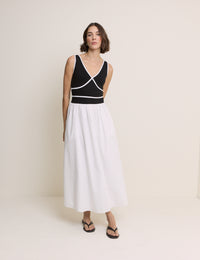 Black and White Jersey Kayla Midi Dress