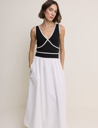 Black and White Jersey Kayla Midi Dress